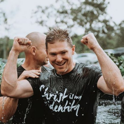 Man happy after being Baptised